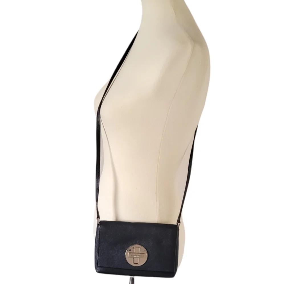 kate spade Newbury Saffiano Black Turn Lock Crossbody‎ Bag